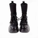 Ботинки из кожи чёрного цвета с текстильным голенищем